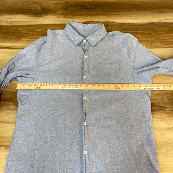 Lululemon Shirt Mens Large Button Up Commission Blue Chambray Pocket Casual - Picture 7 of 9